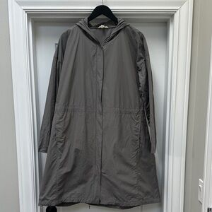 Eileen Fisher Charcoal Hooded Trench Coat size large